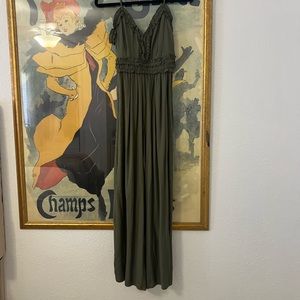 Altar’d State Olive Ruffle Trim Jumpsuit